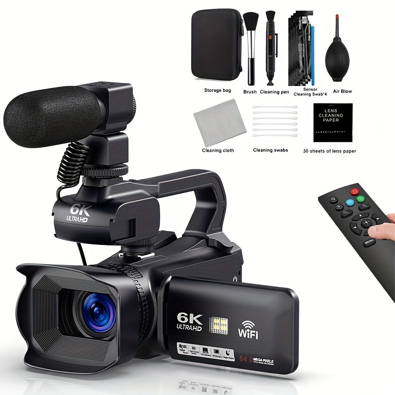 6K 64MP Video Camera Camcorder, 18X Digital Zoom IR Night Vision Vlogging, 4.0\