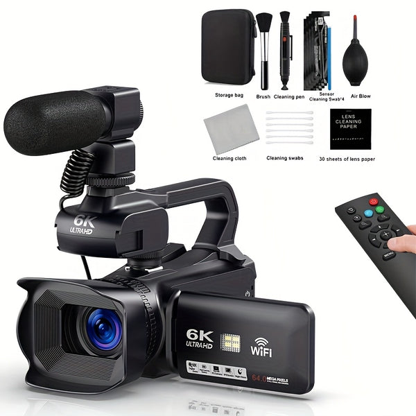 6K 64MP Video Camera Camcorder, 18X Digital Zoom IR Night Vision Vlogging, 4.0\