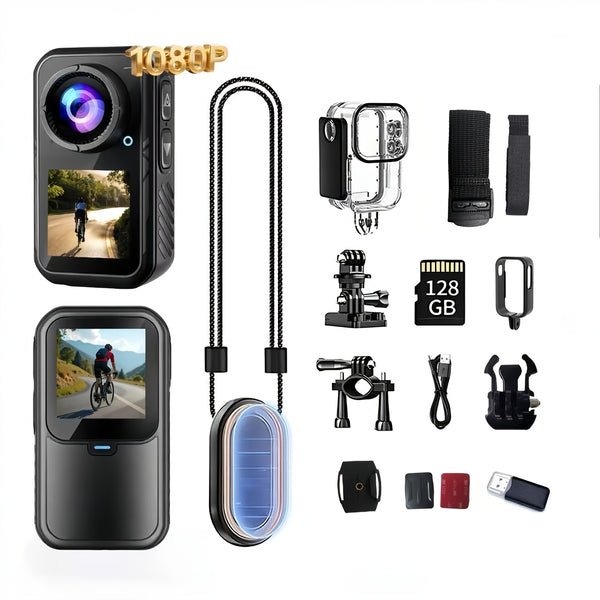 5K\u002F1080P Ultra-high-definition Thumb Camera, 60fps Body Camera, 5K Pocket Camera, Wearable Action Camera, Comes with 12 Accessories Including 128G TF Card, Rotatable Front And Rear Dual Screens, Magnetic Base, Perfect Vlog Camera