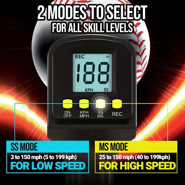 Baseball Radar Guns - Speed Sensors Baseball Speed Training Equipment With LED+LCD Larger Display, Handheld Or Hand Free Speed Radar Gun For All Baseball Players| With Tripod