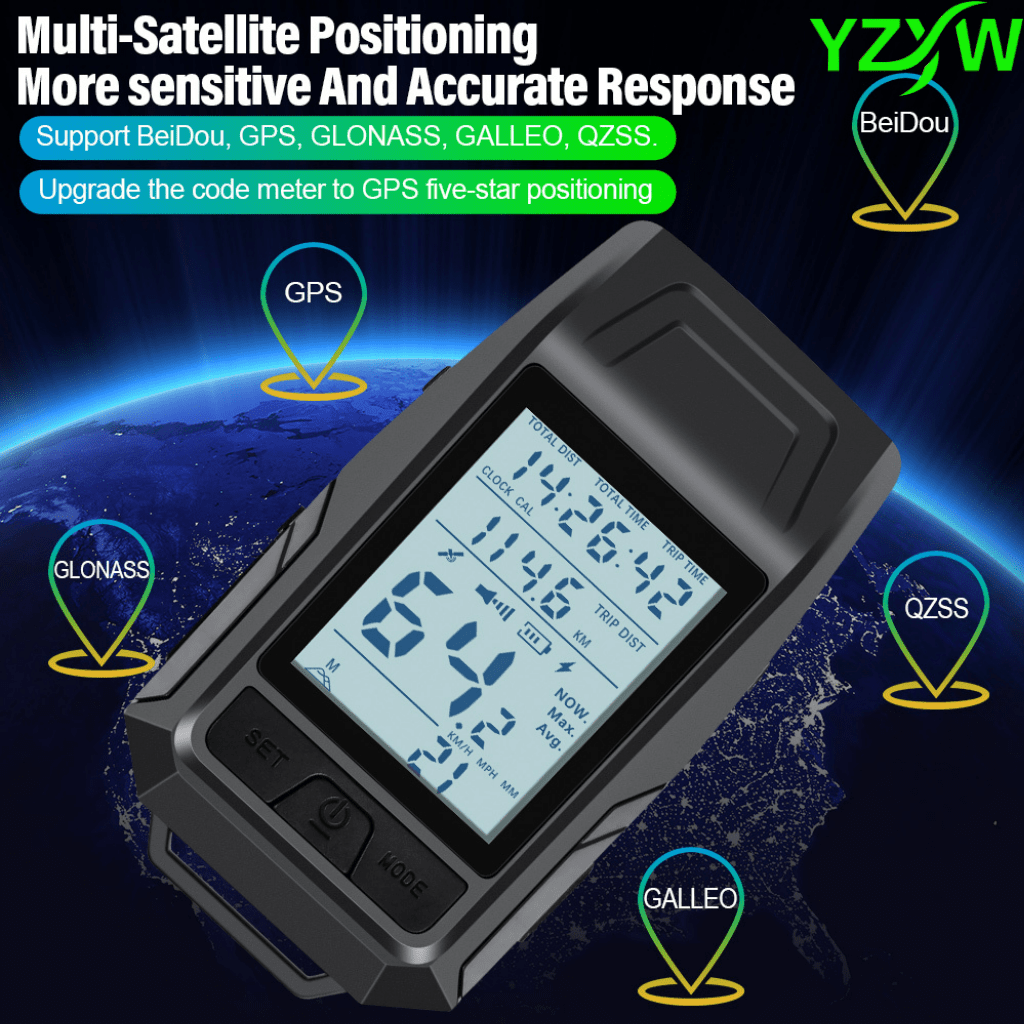 3in1 GPS Bicycle Computer, Strong LED Headlight + GPS Speedometer + Horn, Bike Speedometer, Ideal for Mountain And Road Bikes, Cycling Compture, Bicycle Computer Extension Bracket, Wireless Bike Odometer, Outdoor Cycling Accessories, Christmas Gift