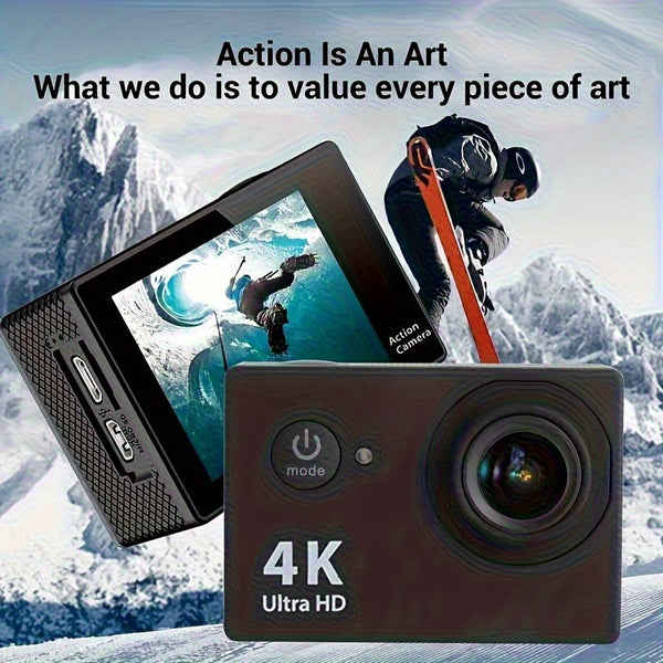Ourlife 4K Ultra High Definition Action Camera -170 ° Ultra Wide Angle, with 32GB Card, Clear 2-Inch Display Screen, Equipped with Convenient Accessories, Suitable for Skiing, Mountaineering, Outdoor Sports And Gift Giving
