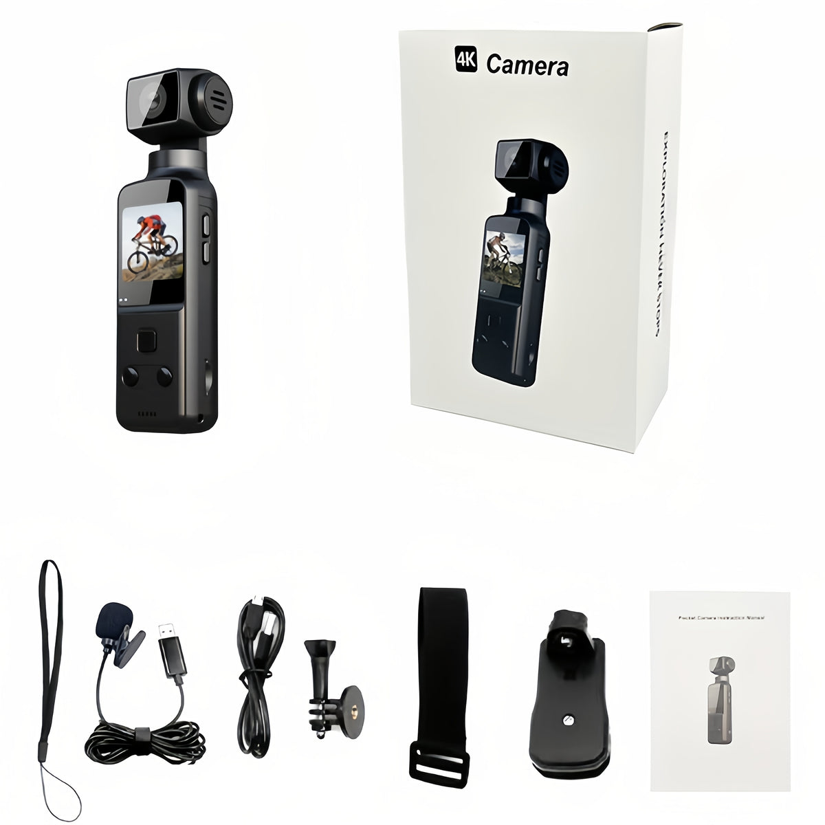 4K, Portable 4K HD Video Recording Camera - Portable, Rechargeable, Vlogging Camera, 4k Handheld Stabilizer Pocket Action Camera Gimbales | 4k Handheld Stabilizer | Magnet | 270° Viewing Angle, Body Camera, US Effect, USB Charging 270° Swivel, 1.33 \