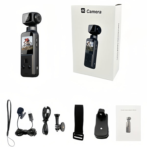 4K, Portable 4K HD Video Recording Camera - Portable, Rechargeable, Vlogging Camera, 4k Handheld Stabilizer Pocket Action Camera Gimbales | 4k Handheld Stabilizer | Magnet | 270° Viewing Angle, Body Camera, US Effect, USB Charging 270° Swivel, 1.33 \