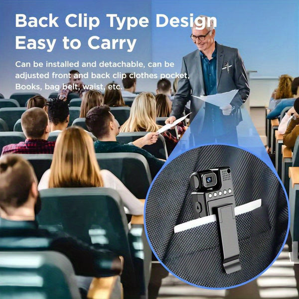 Smart Recorder - 1080P HD Body Camera, 180-degree Rotatable Lens, Handheld Pocket Camcorder, USB Charging, Perfect Gift for Holidays & Birthdays (SD Card Not Included), Travel Companion, Event Recording, Lightweight Camera, Compact Design