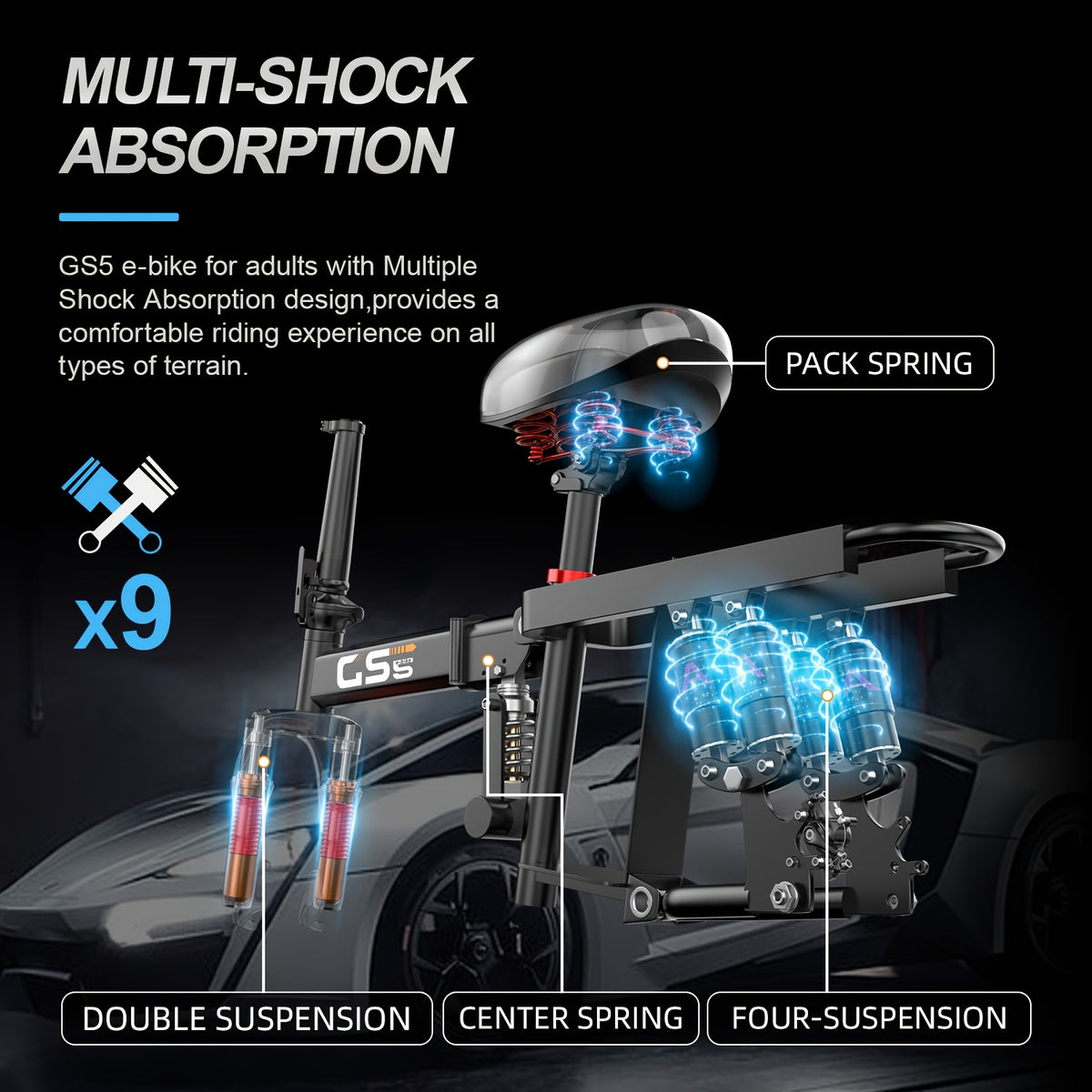 UPlee Peak Power 740W Electric Bike For Adults, 20MPH Full Shock Absorption Comfortable Riding, 48V10AH\u002F15Ah, 10-35Miles Folding Ebike, 14'' Tubeless Off-road Tire, City Commuter Battery Optional