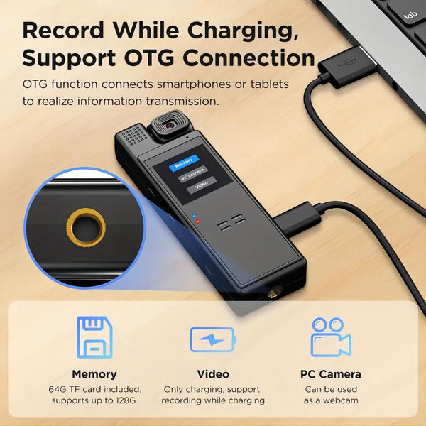 Smart Recorder - 1080P HD Body Camera, 180-degree Rotatable Lens, Handheld Pocket Camcorder, USB Charging, Perfect Gift for Holidays & Birthdays (SD Card Not Included), Travel Companion, Event Recording, Lightweight Camera, Compact Design