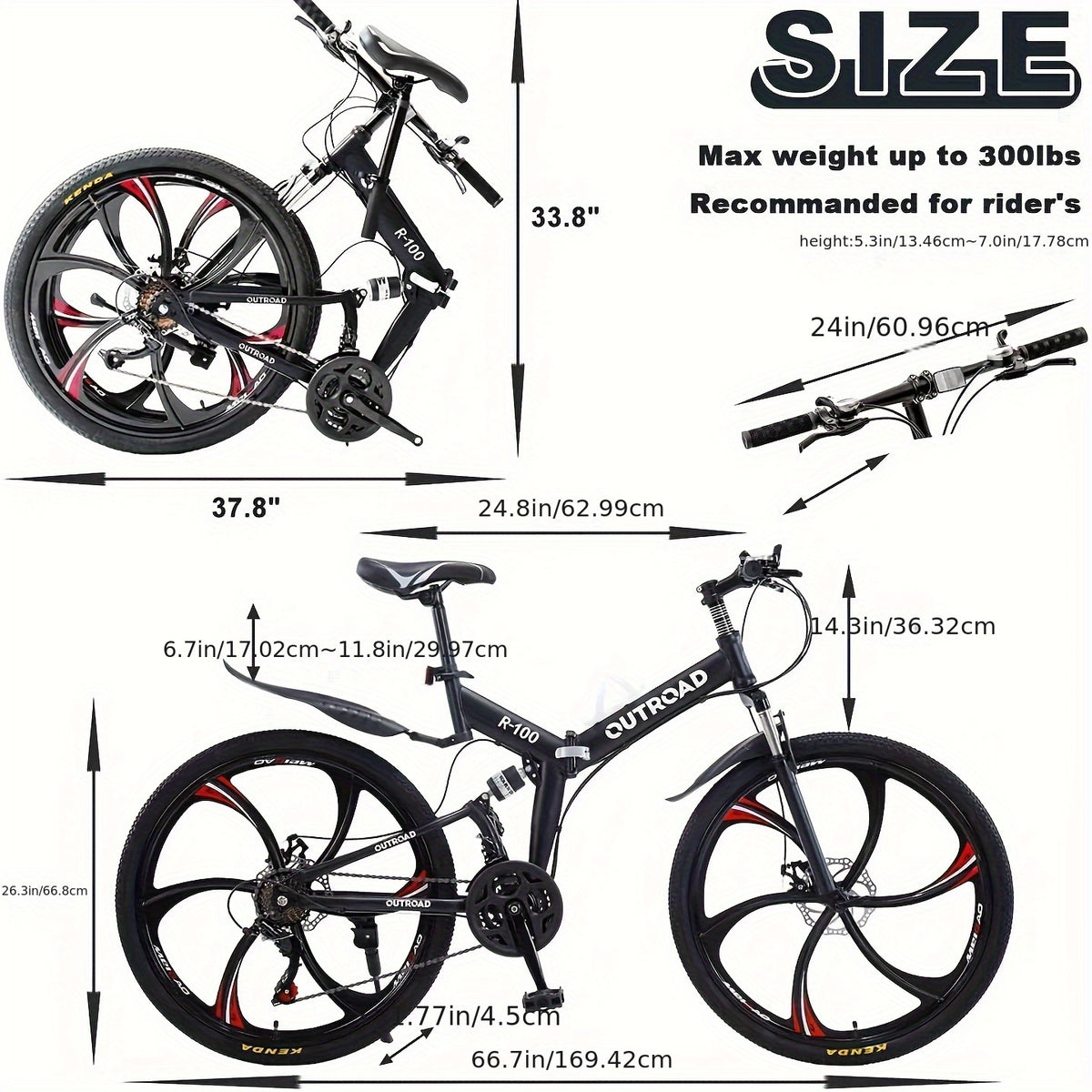 26 Inch Full-Suspension Folding Bike 26-Speed MTB with High-Carbon Steel Frame & Alloy Rims, Dual Disc Brakes & Foldable Design - Heavy-Duty Adult Folding Bicycle for Men\u002FWomen, Off-Road, Trail, Urban Commute ()