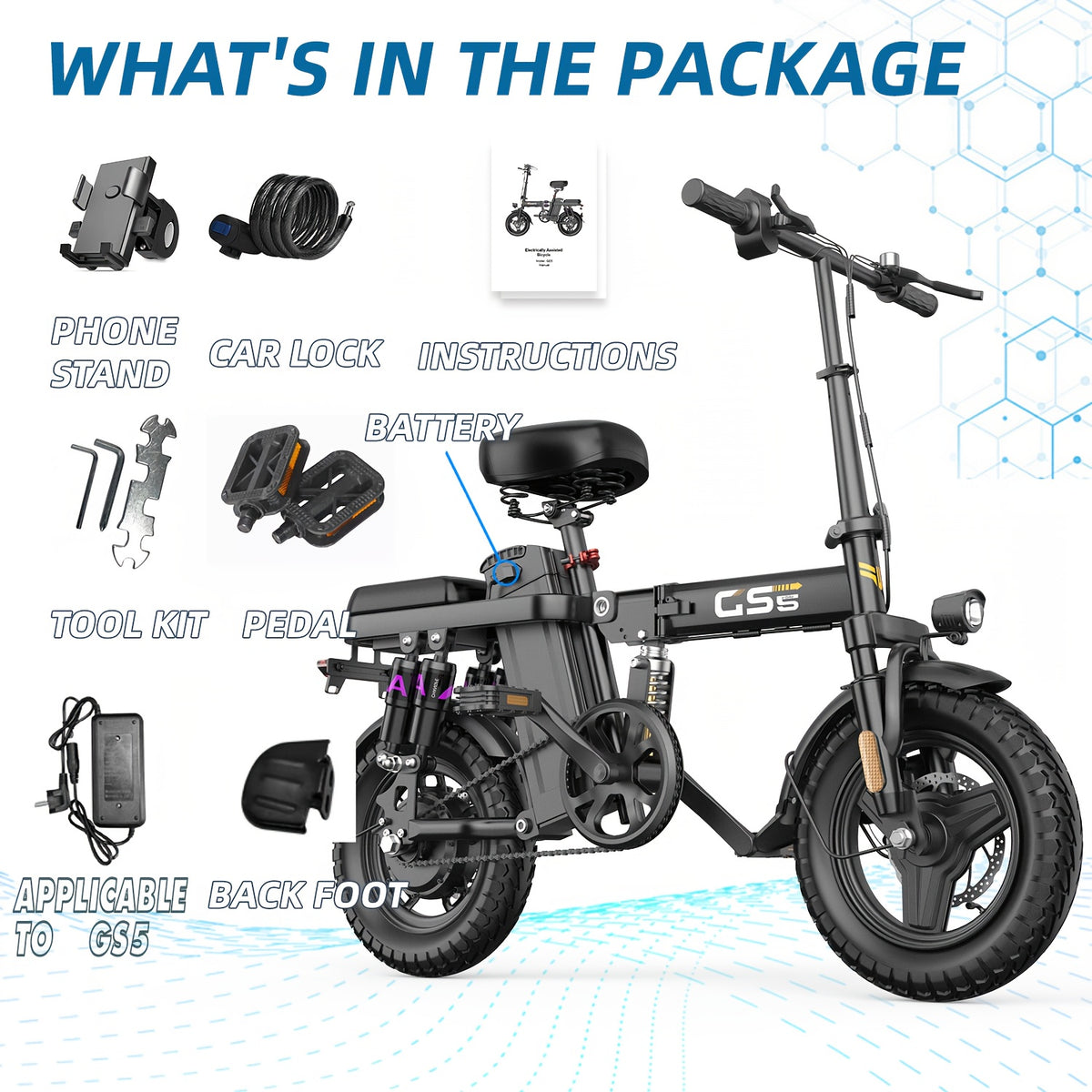 UPlee Peak Power 740W Electric Bike For Adults, 20MPH Full Shock Absorption Comfortable Riding, 48V10AH\u002F15Ah, 10-35Miles Folding Ebike, 14'' Tubeless Off-road Tire, City Commuter Battery Optional