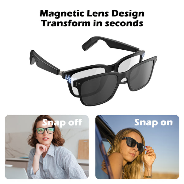 Smart Glasses with, Headphones & Built- Mic\u002FSpeaker - Open-Ear Audio, -Free Navigation, All--One Hands-Free Smart Eyewear for &,,, (Non-Prescription)