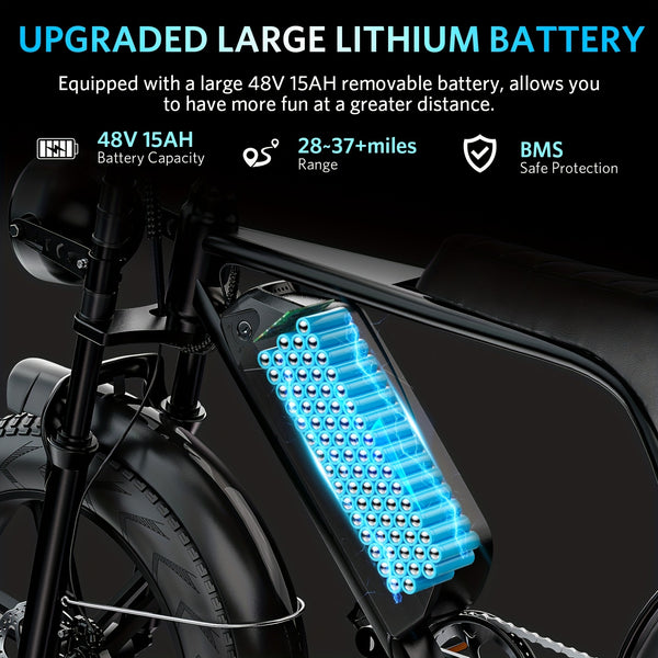OUXI Electric Bike, V8 Electric Mountain Bike With 500W Motor 48V 15Ah Removable Larger Battery 19mph 20\