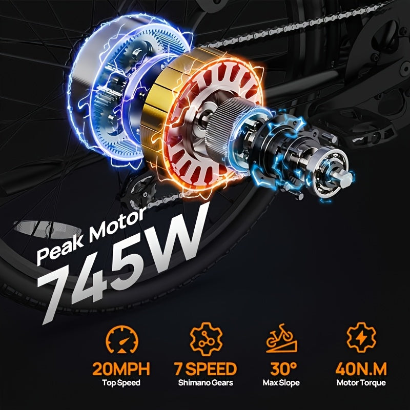 E26 Electric Bike - 745w Peak Power Monster! 60-mile Max Range with 48V 7.5Ah\u002F10.4ah Lithium Battery - 26\