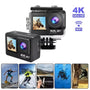 4K Action Camera Ultra HD 4K 60FPS Dynamic Camera, 20MP EIS Action Camera | Dual Screen Wi-Fi Touch Screen 170° Wide Angle Vlog Camera with Remote Control 4x Zoom and 32G Memory Card