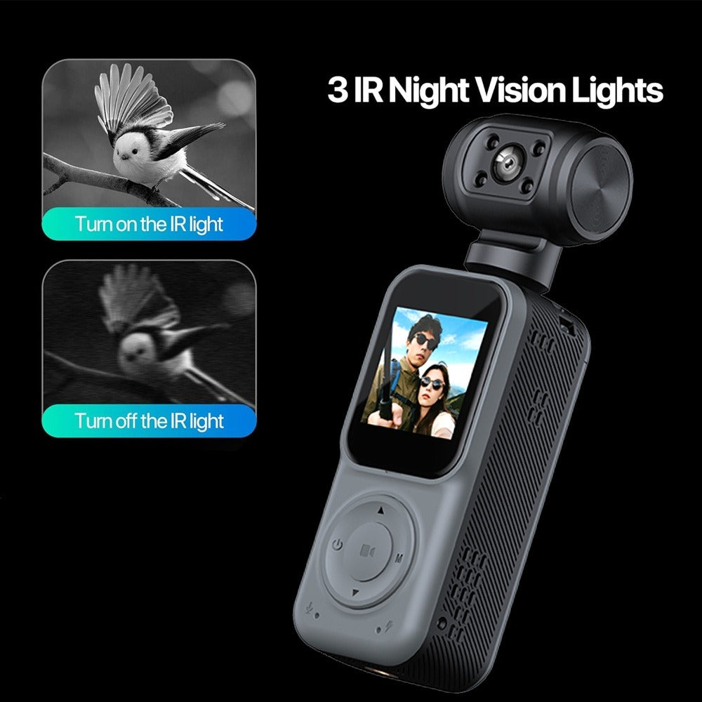 2025 New 2K Handheld Stabilizer Pocket Action Camera Gimbal with 270° Rotation, 1.3\