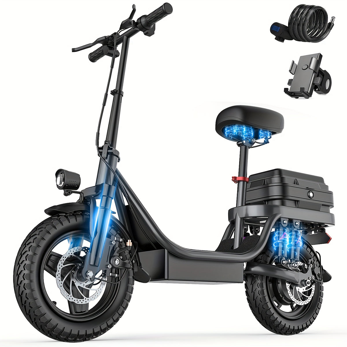 UPlee Peak Power 740W Electric Bike For Adults, 20MPH Full Shock Absorption Comfortable Riding, 48V10AH\u002F15Ah, 10-35Miles Folding Ebike, 14'' Tubeless Off-road Tire, City Commuter Battery Optional