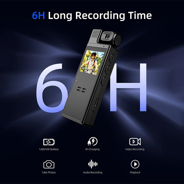 Smart Recorder - 1080P HD Body Camera, 180-degree Rotatable Lens, Handheld Pocket Camcorder, USB Charging, Perfect Gift for Holidays & Birthdays (SD Card Not Included), Travel Companion, Event Recording, Lightweight Camera, Compact Design