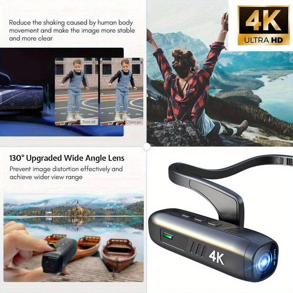 4K 30FPS Action Camera, 120 Wide Angle Lens, Image Stabilization, Manual Controls, Gray and Black, Perfect Father'S Day Gift