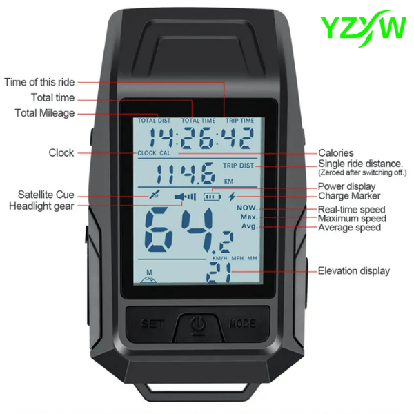 3in1 GPS Bicycle Computer, Strong LED Headlight + GPS Speedometer + Horn, Bike Speedometer, Ideal for Mountain And Road Bikes, Cycling Compture, Bicycle Computer Extension Bracket, Wireless Bike Odometer, Outdoor Cycling Accessories, Christmas Gift