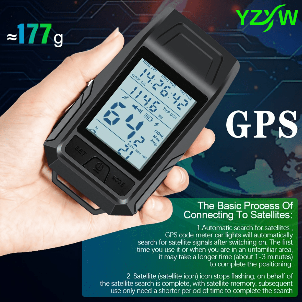 3in1 GPS Bicycle Computer, Strong LED Headlight + GPS Speedometer + Horn, Bike Speedometer, Ideal for Mountain And Road Bikes, Cycling Compture, Bicycle Computer Extension Bracket, Wireless Bike Odometer, Outdoor Cycling Accessories, Christmas Gift