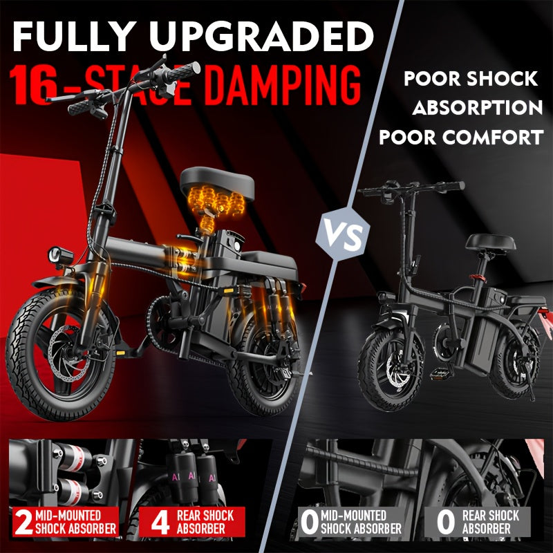 Foldable E-Bike 20MPH Foldable Adult Electric Bike | 20MPH Commuter E-Bike with Removable Battery