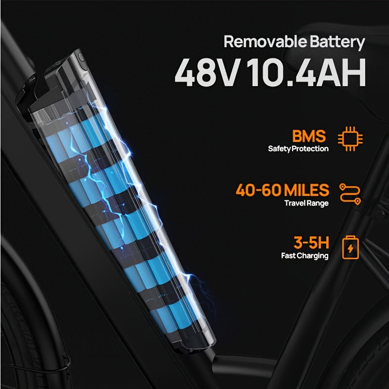 E26 Electric Bike - 745w Peak Power Monster! 60-mile Max Range with 48V 7.5Ah\u002F10.4ah Lithium Battery - 26\