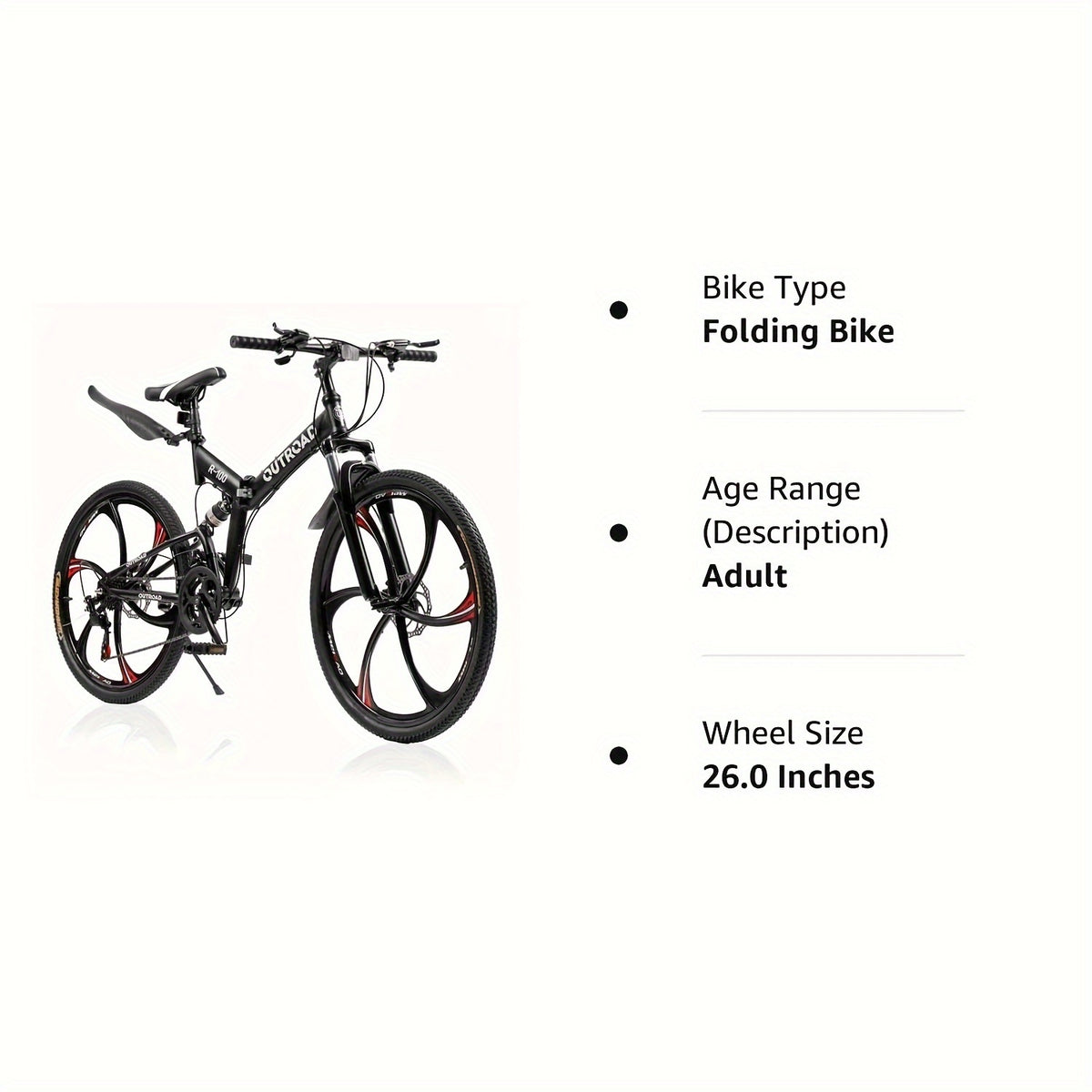 26 Inch Full-Suspension Folding Bike 26-Speed MTB with High-Carbon Steel Frame & Alloy Rims, Dual Disc Brakes & Foldable Design - Heavy-Duty Adult Folding Bicycle for Men\u002FWomen, Off-Road, Trail, Urban Commute ()