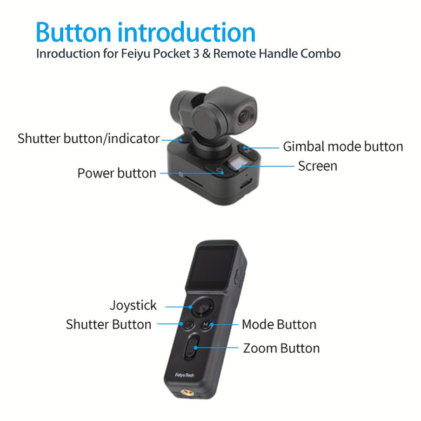 FeiyuTech Pocket 3 Detachable 3-Axis Gimbal Stabilized Action Camera, 12MP, 130° FOV, 1\u002F2.3\