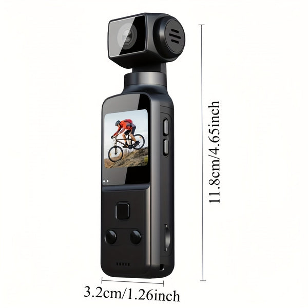 4K, Portable 4K HD Video Recording Camera - Portable, Rechargeable, Vlogging Camera, 4k Handheld Stabilizer Pocket Action Camera Gimbales | 4k Handheld Stabilizer | Magnet | 270° Viewing Angle, Body Camera, US Effect, USB Charging 270° Swivel, 1.33 \