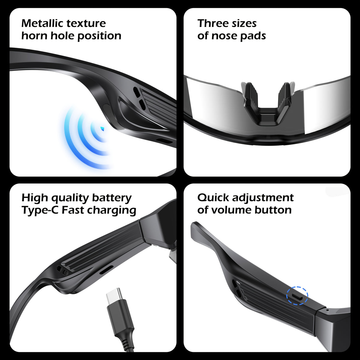Hands-Free Smart Glasses - Built-In Speakers, Mic, For Activities