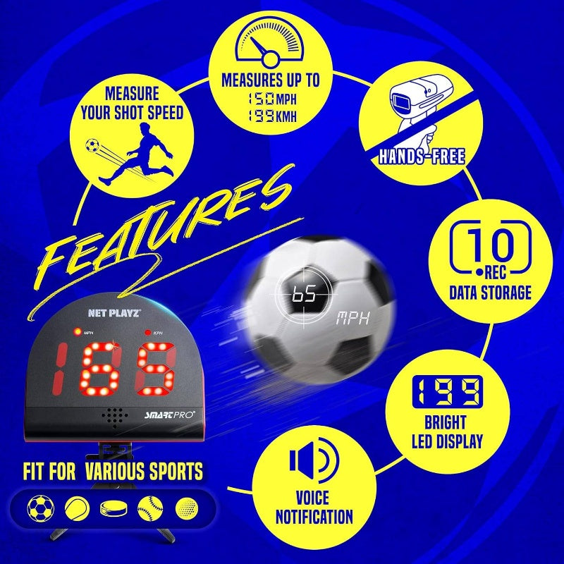 Soccer Gifts Speed - Measure Shot Speed Shot - Power Detection, Sport Gun Hands - Sensors Training Aids, Gadget Gear Equipment, Soccer Training Equipment, Sports Performance Tool, Ergonomic Design, Portable Device, Highprecision Sensor