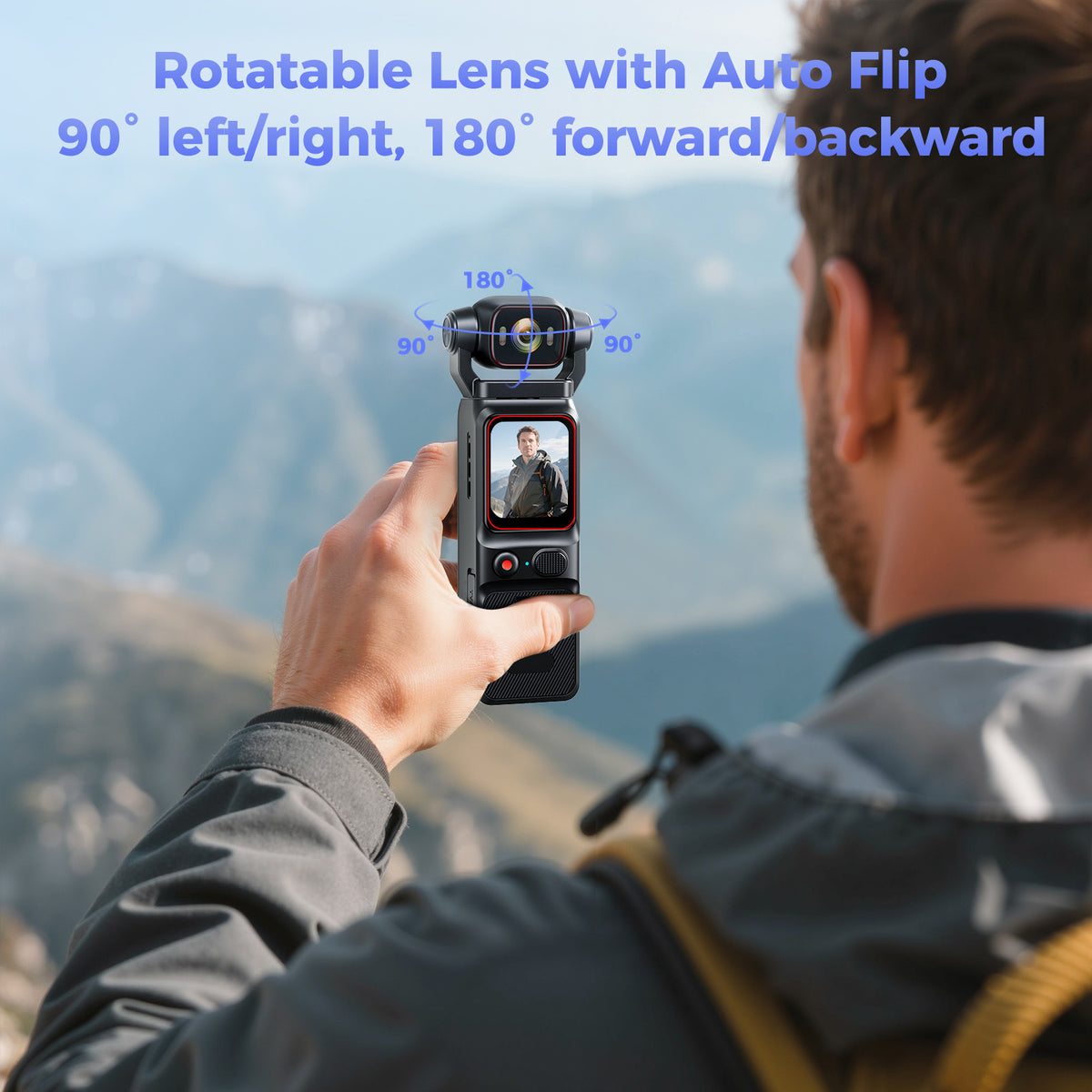 Portable HD Action Camera with Gyro Stabilizer & Anti-Shake, 180° Rotatable Lens, Extended Battery Life, Slow Motion & Loop Recording - Vlogging Camera for VR\u002F360 Video, FPV, Outdoor Shooting, Compatible with TF Card (No \u002F)