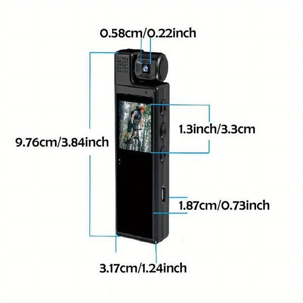 Smart Recorder - 1080P HD Body Camera, 180-degree Rotatable Lens, Handheld Pocket Camcorder, USB Charging, Perfect Gift for Holidays & Birthdays (SD Card Not Included), Travel Companion, Event Recording, Lightweight Camera, Compact Design