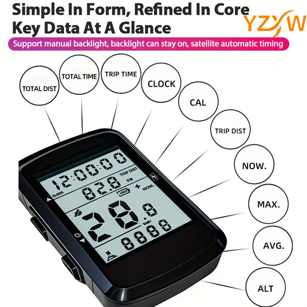 Rechargeable Bike Computer with GPS Speedometer & Odometer - Real-Time Tracking, USB-Powered Cycling Computer, LED Display, Compatible with Smartphones\u002FTablets via ANT+\u002FWireless, Lithium Battery, Compact & Portable for Road Biking