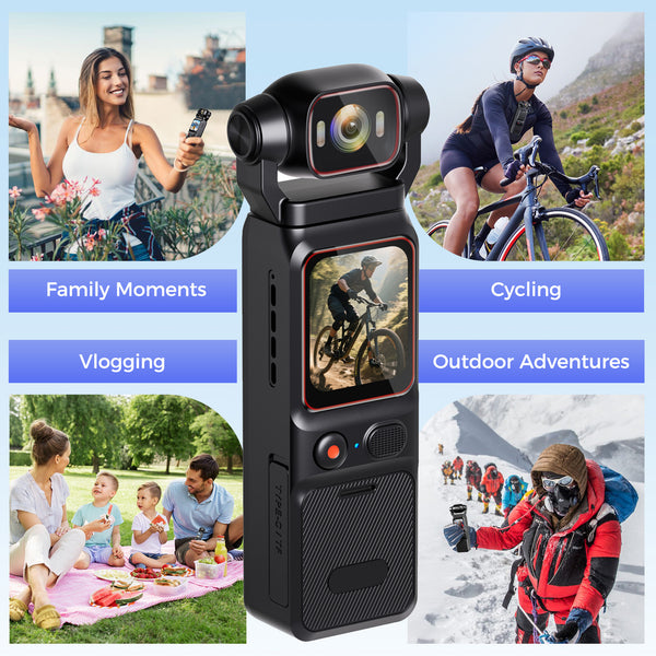 Portable HD Action Camera with Gyro Stabilizer & Anti-Shake, 180° Rotatable Lens, Extended Battery Life, Slow Motion & Loop Recording - Vlogging Camera for VR\u002F360 Video, FPV, Outdoor Shooting, Compatible with TF Card (No \u002F)