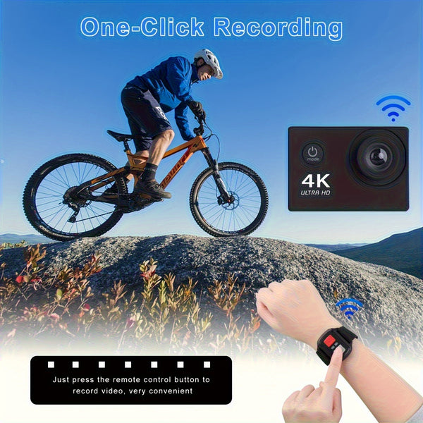 Ourlife 4K Ultra High Definition Action Camera -170 ° Ultra Wide Angle, with 32GB Card, Clear 2-Inch Display Screen, Equipped with Convenient Accessories, Suitable for Skiing, Mountaineering, Outdoor Sports And Gift Giving