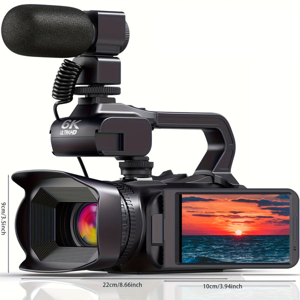 6K 64MP Video Camera Camcorder, 18X Digital Zoom IR Night Vision Vlogging, 4.0\