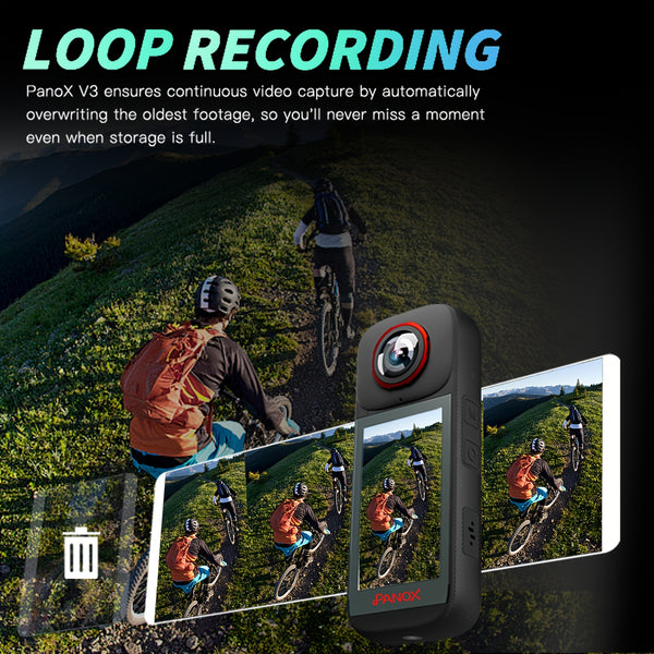 8k 360 WiFi GPS Motorcycle Action Camera Split-Screen Shooting In-Camera Editing, 3 Inch Display, Invisible Selfie Stick, Lens Guards+Protect Case, Micro SD Card For Sports, Travel