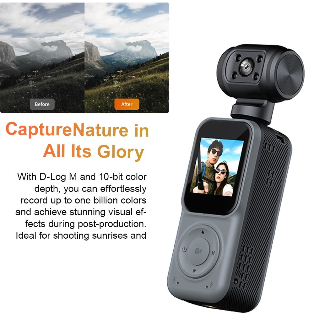 2025 New 2K Handheld Stabilizer Pocket Action Camera Gimbal with 270° Rotation, 1.3\