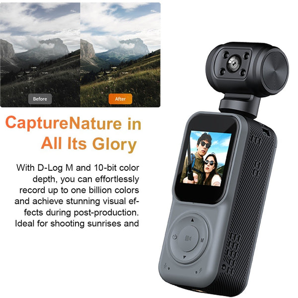 2025 New 2K Handheld Stabilizer Pocket Action Camera Gimbal with 270° Rotation, 1.3\