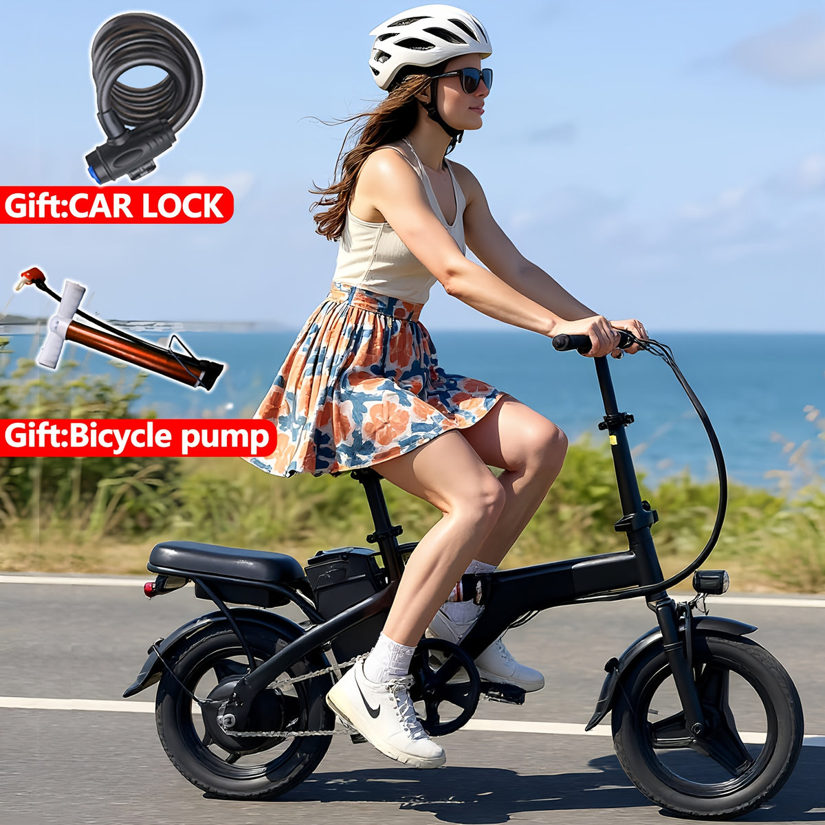 Fast Speed Folding Electric Bike Folding Electric Bike - Powerful Motor, Fast Speed, 14-inch Tires, Commuter-friendly, Light Weight, Long-lasting Battery